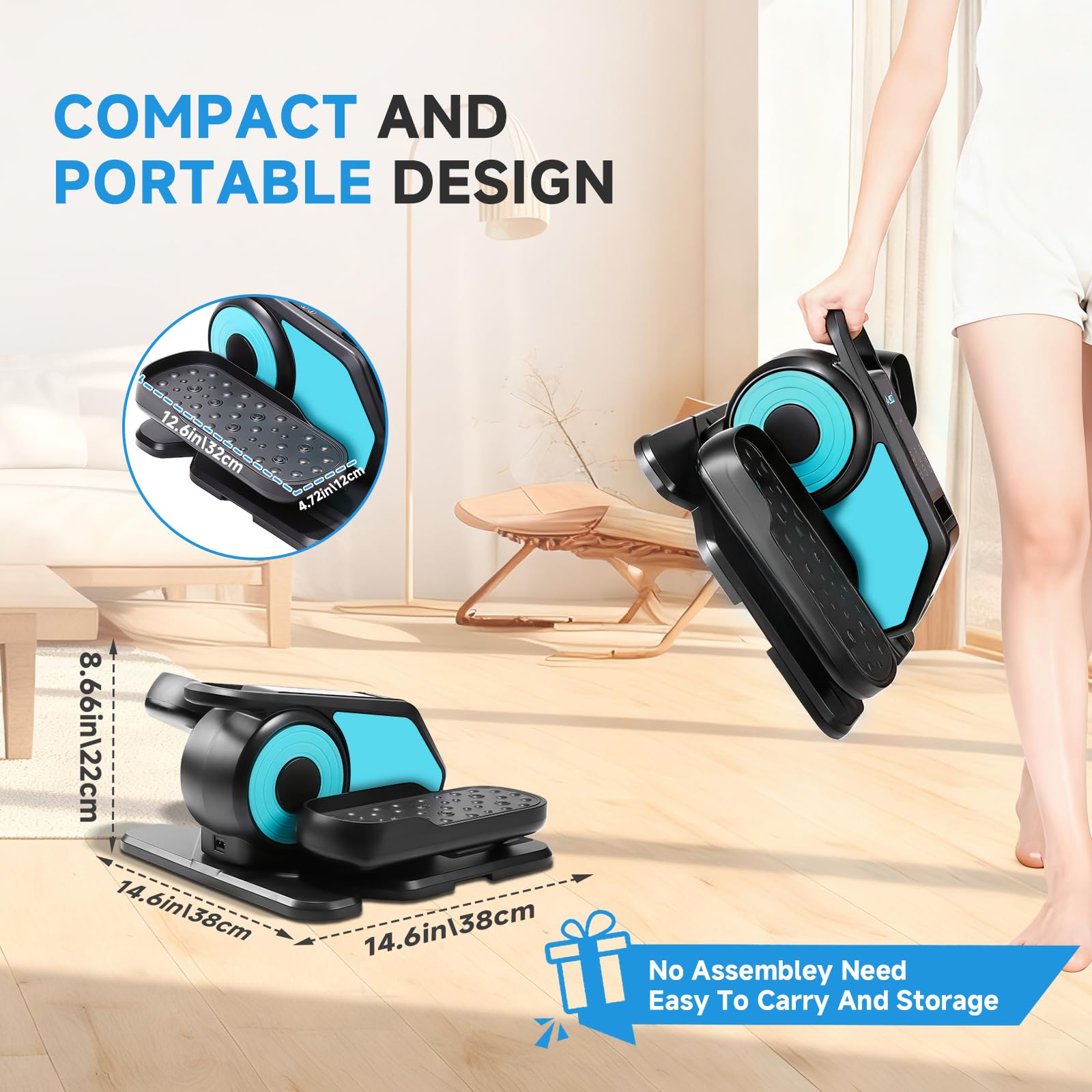Appareil Elliptique de Bureau, Exerciseur Électrique à Pédales avec Télécommande et Écran LCD, Exerciseur de Jambes à Vitesse Réglable pour Seniors et Adultes