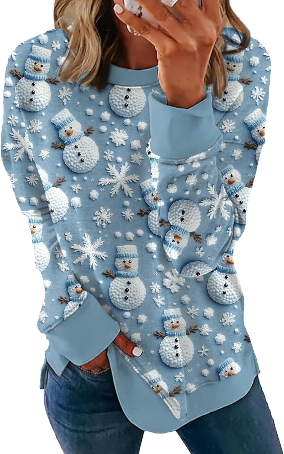 MARSVOVO Christmas Shirt for Women Crewneck Christmas Graphic Sweatshirt Casual Holiday Tops