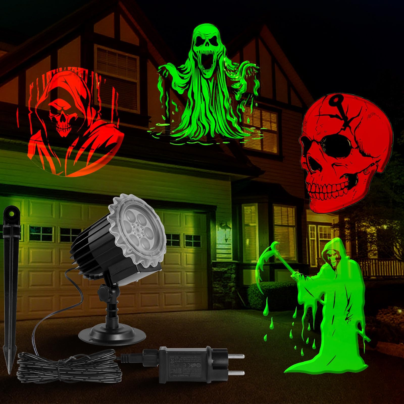 Décoration D'Halloween En Extérieur, Projecteur Dynamique, Projecteur Lumineux étanche IP65, Visage de Diable, Lumières Décoratives D'Halloween Pour Jardin, Fenêtre, Mur, Cour, Fête