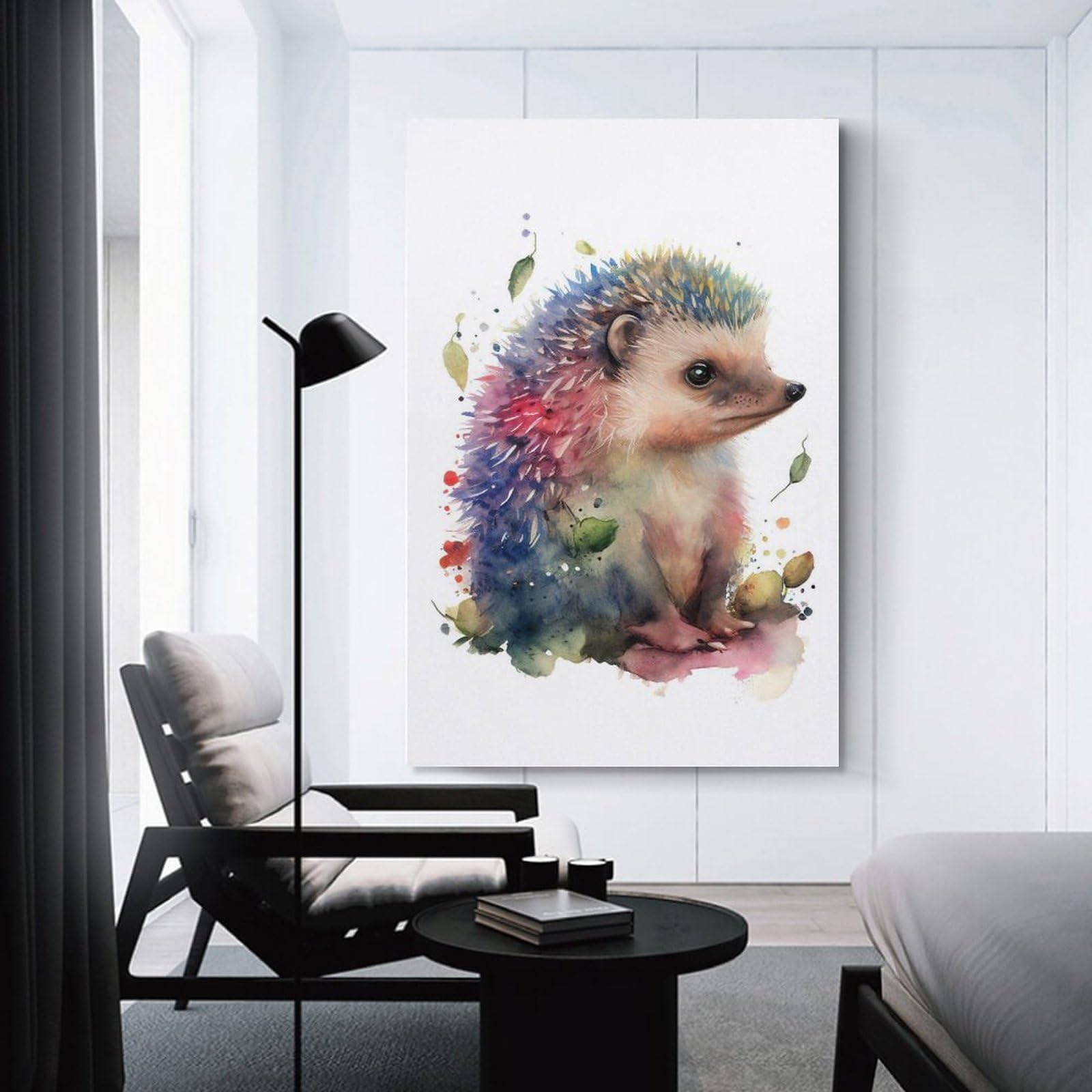 ハリネズミ　油彩画　原画 ミニ絵画『闘志』ハリネズミ キャンバス 絵画 mizoochi 通販