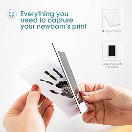 Pearhead Newborn Baby Handprint and Footprint Kit - No Mess Clean-Touch Ink Pad with Impression Cards, Safe for Skin, Perfect Keepsake for Family, Acid-Free, Black, Pack of 2