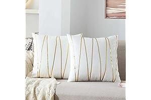 WACOMECO Velvet Throw Pillow Covers: Luxurious White and Gold Elegance