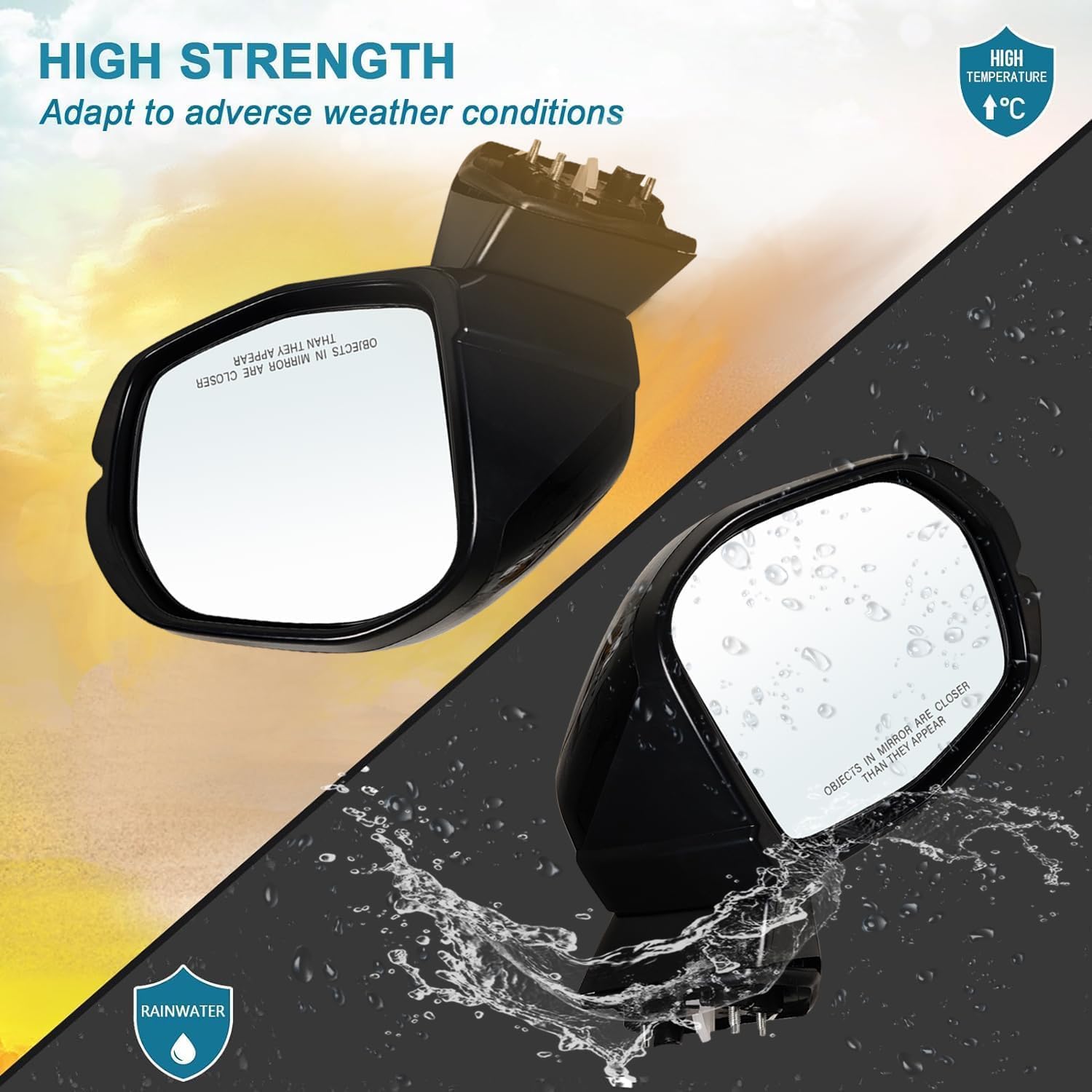 Right Passenger side Mirror Fits 2023 2024 2025 2026 2027 Honda CR-V, Manual Folding Power Glass, Heated and Turn Signal丨without Blind Spot, Replace #76208-3A0-A01(6Pins)