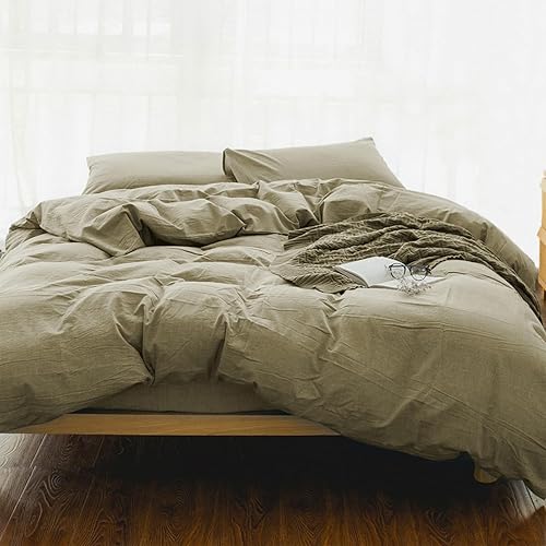 EMME Juego de funda de edredĂłn de 3 piezas, de algodĂłn lavado de alta calidad, colecciĂłn de ropa de cama con cierre de botĂłn y 2 fundas de EMME Juego de funda de edredĂłn de 3 piezas, de algodĂłn lavado de alta calidad, colecciĂłn de ropa de cama con cierre de botĂłn y 2 fundas de