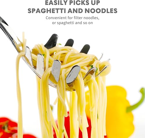 Miniatura 2 de Cabilock Cuchara de pasta con dientes, cuchara de espaguetis de acero inoxidable, colador de fideos, herramienta de cocina para espaguetis,