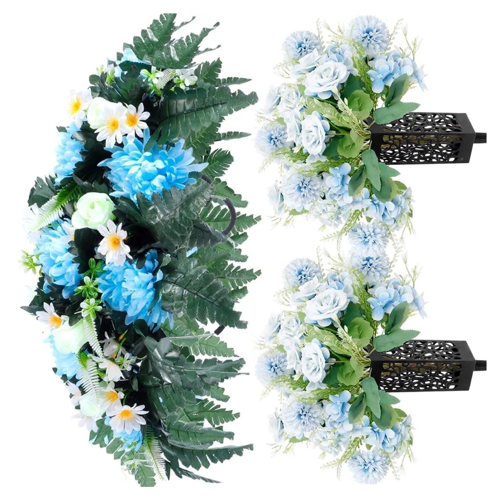 yanzunlrn Ground Stake Memorial Flowers Set Artificial Cemetery Arrangement for Remembrance and Garden Decoration Display Headstones Decoration