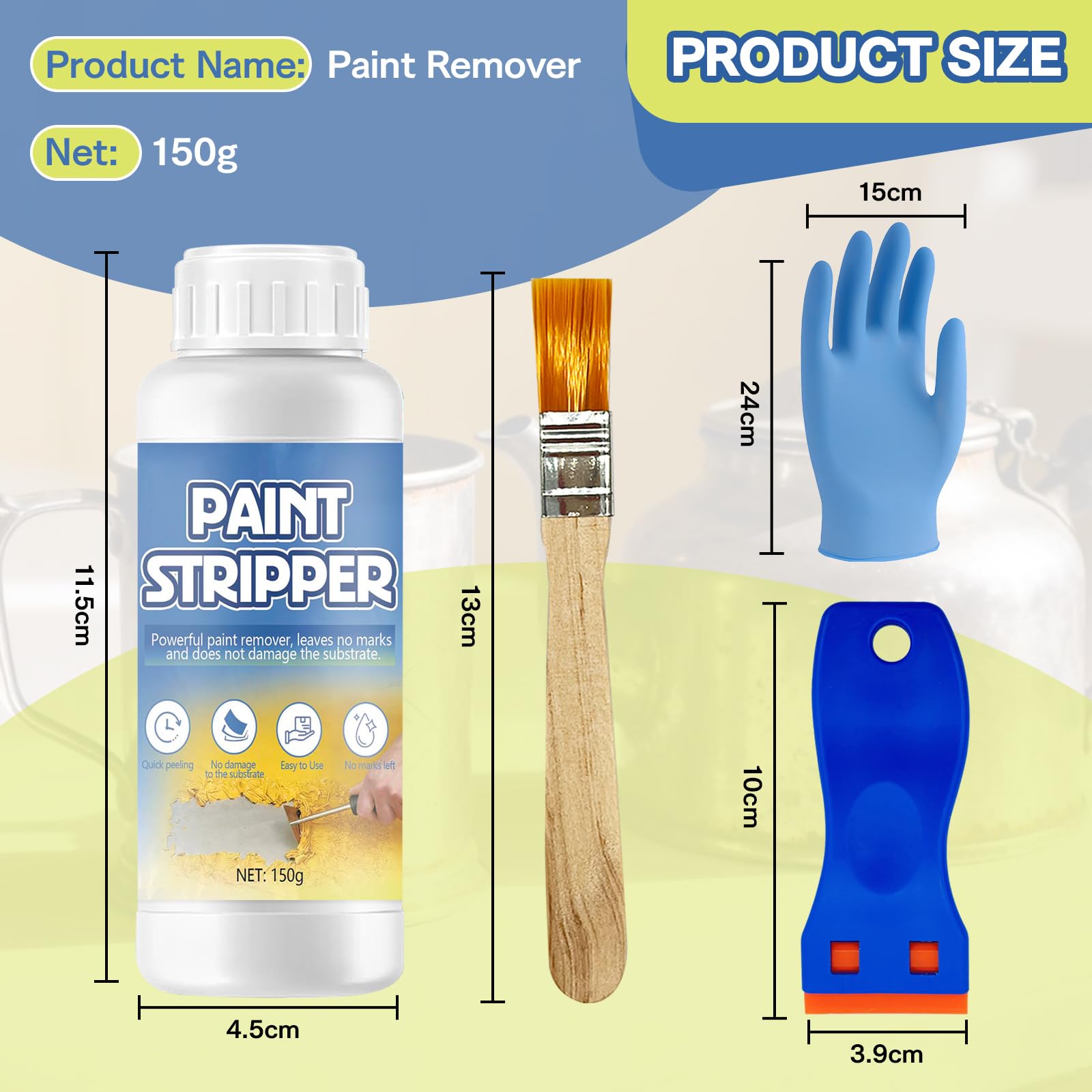 Décapant Universel 150g Décapant Peinture Pinceaux Bois Fer Métaux