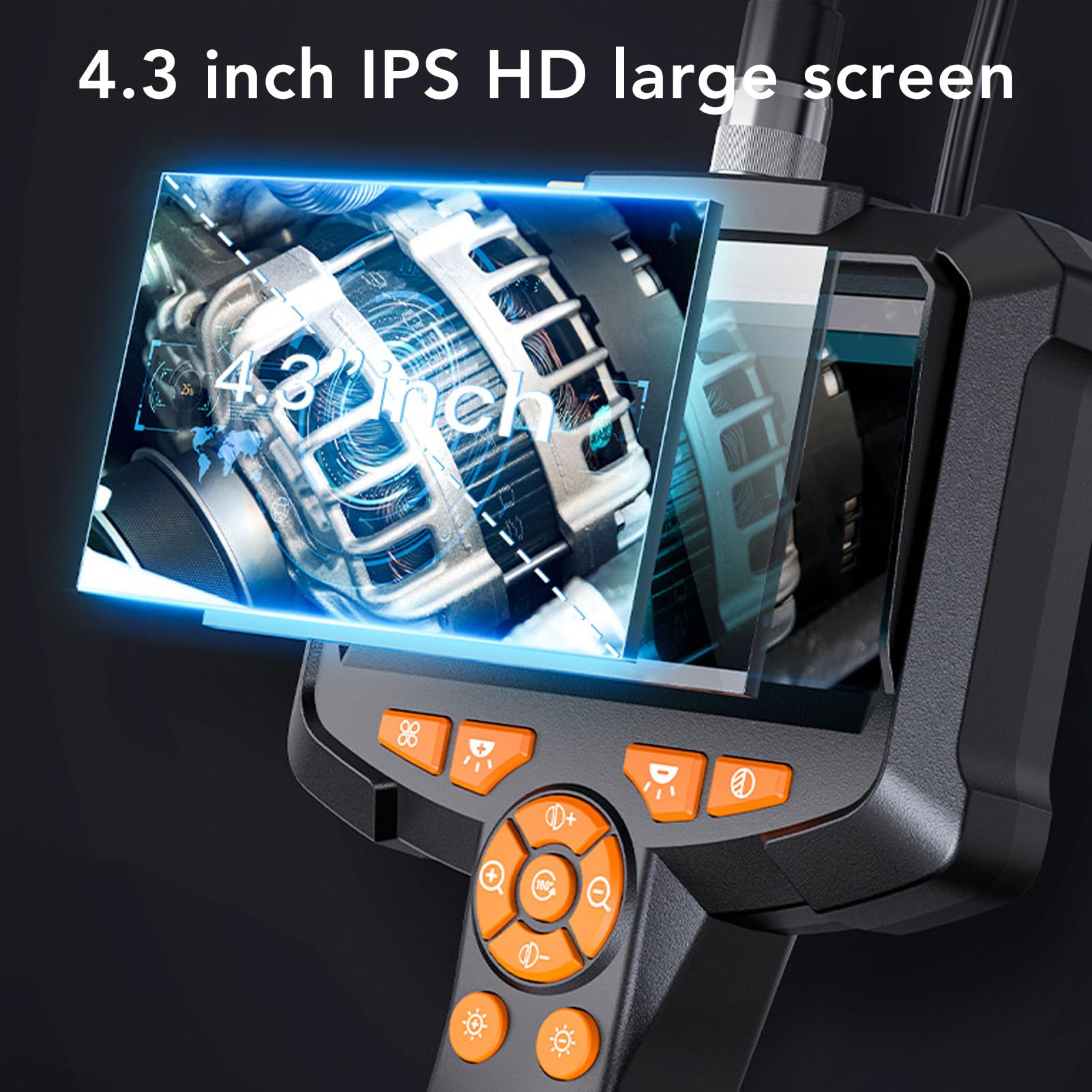 Telecamera per Endoscopio da 4,3 Pollici con 8 Luci LED, Telecamera per Ispezione Periscopio Impermeabile IP67, Telecamera per Ispezione Condotte HD 1080P, Endoscopio Industriale