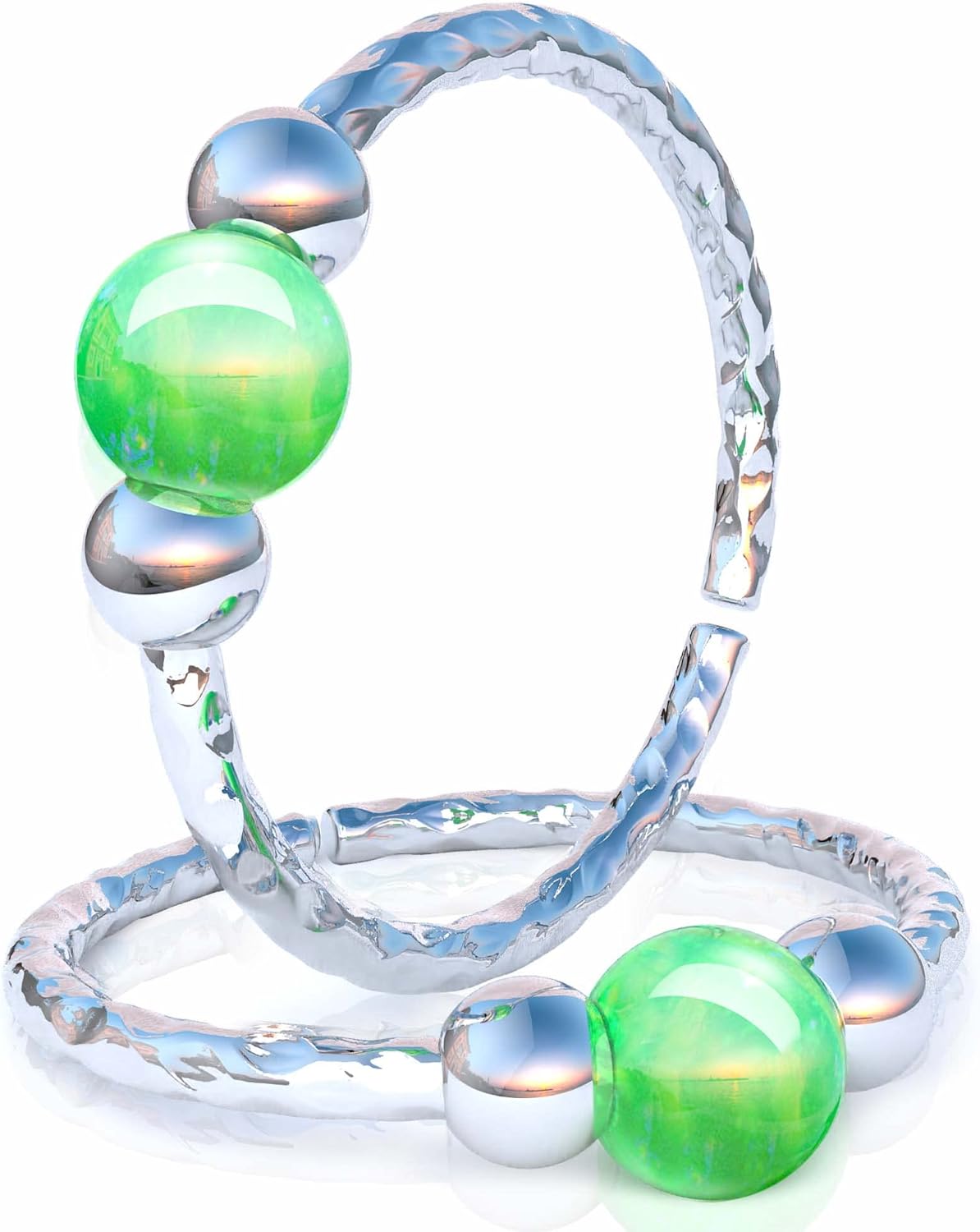 Silver Hoop Earrings - Dainty Hoop Earrings with Green 3mm Opal - Small 20 Gauge Cartilage Earring - A Pair Of 2 Huggie Hoop Earrings