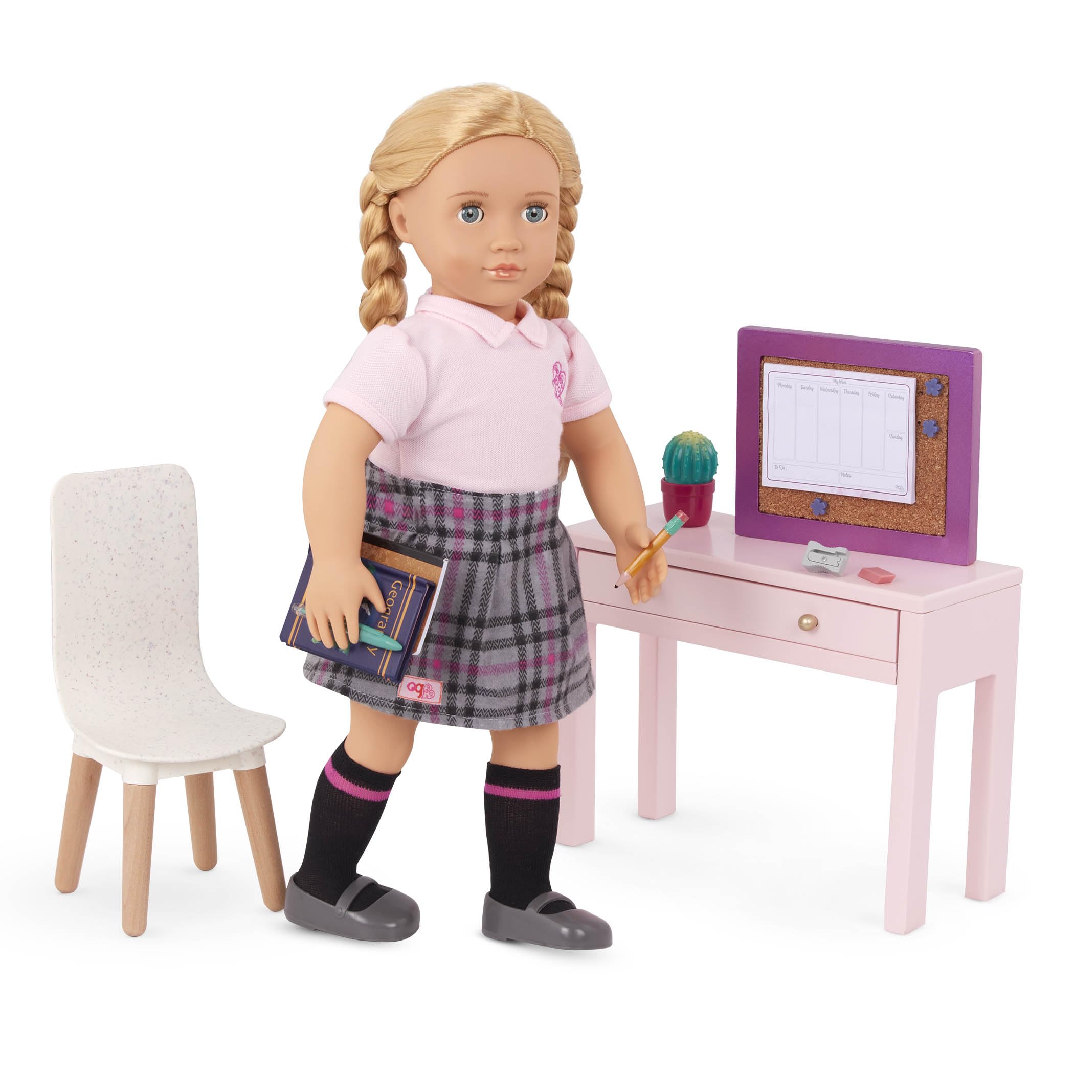 Our Generation - Set da ufficio OG Working Wonder - Mobili per la casa delle bambole - Set di scrivania e sedia per la casa - Accessori per bambole da 46 cm - Giocattolo per bambini dai 3 anni in su