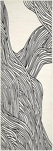 Miniatura 2 de GAOMON Alfombra moderna de 4 x 6 pies, lavable, a rayas contemporáneas, alfombra suave para interiores, para sala de estar, alfombra fina plegable