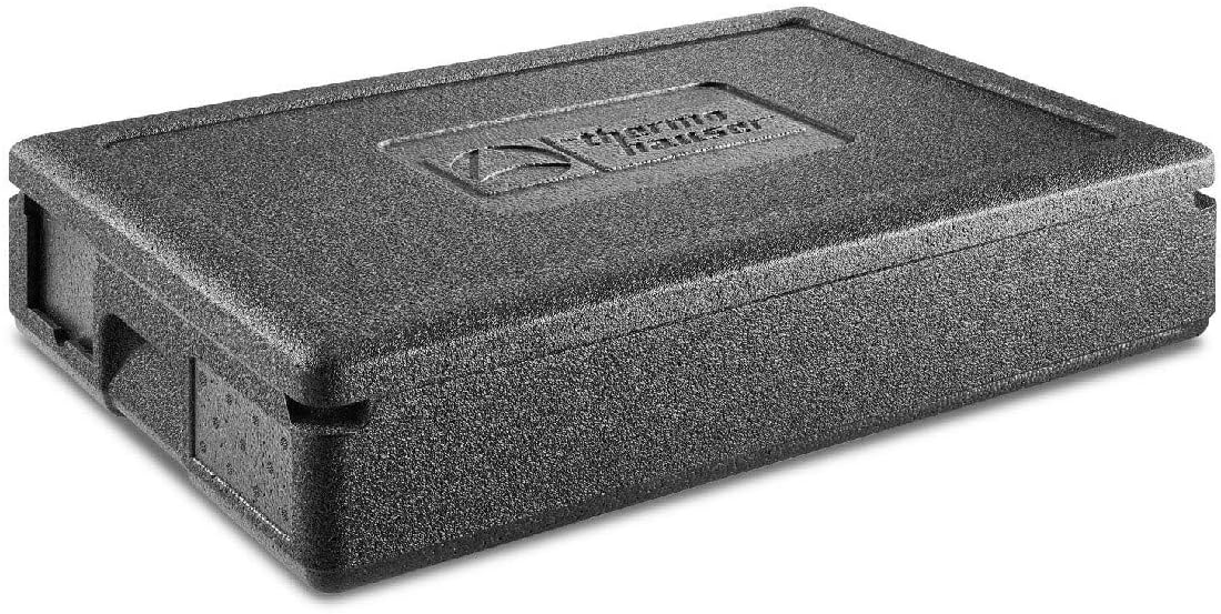 Thermohauser EPP Thermal Box GN 1/1 Gastrostar with Lid - 15 Litre Volume - 60 x 40 x 14.5 cm - 5-Colour Insert Card Set, Black