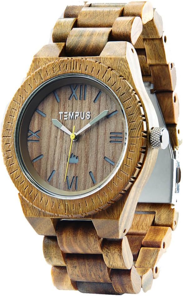 TEMPUS Silvestre - brown Sandalwood Men's Wood Watch Wooden Casual Wristwatch TWW-04 -Gift for Men