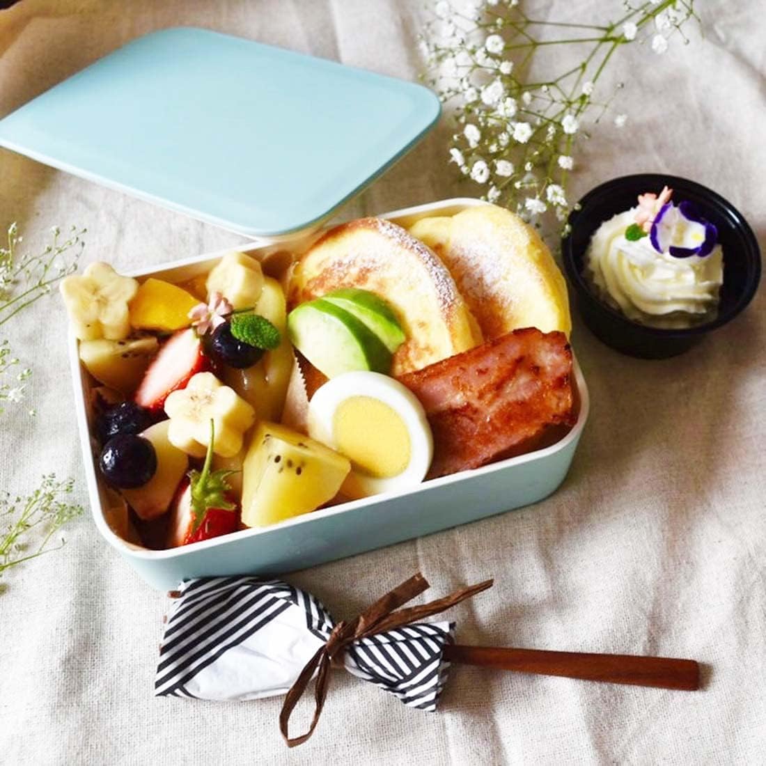 Skater NLP5-A Painted 1-Tier Lunch Box, 16.9 fl oz (500 ml), Inner Core and Belt Included, Smoke, Blue, Made in Japan