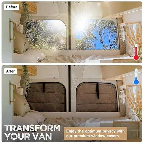 Living in a Bubble Isolierte Verdunkelungs-Heckfensterabdeckungen für Mercedes Sprinter (2019-Aktuell) – Unverzichtbares Duo für Ihr mobiles Zuhause (Paar)
