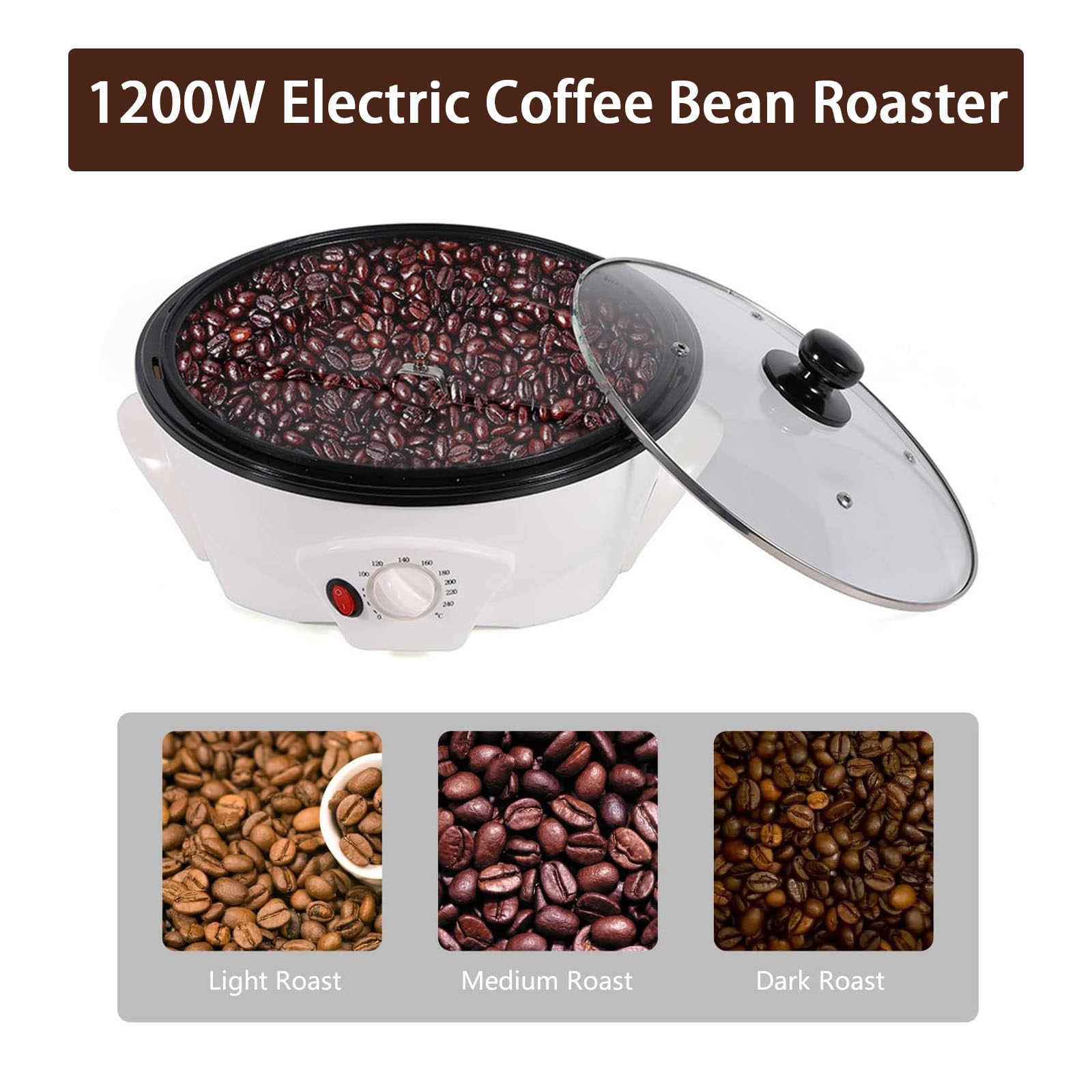 Machine À Torréfier Le Café,Torréfacteur Électrique 800 G,4 Trous Ventilation/Température Réglable/0-240 ℃/Machine Cuisson Grains Café À Domicile-Débutants Et Amateurs Café