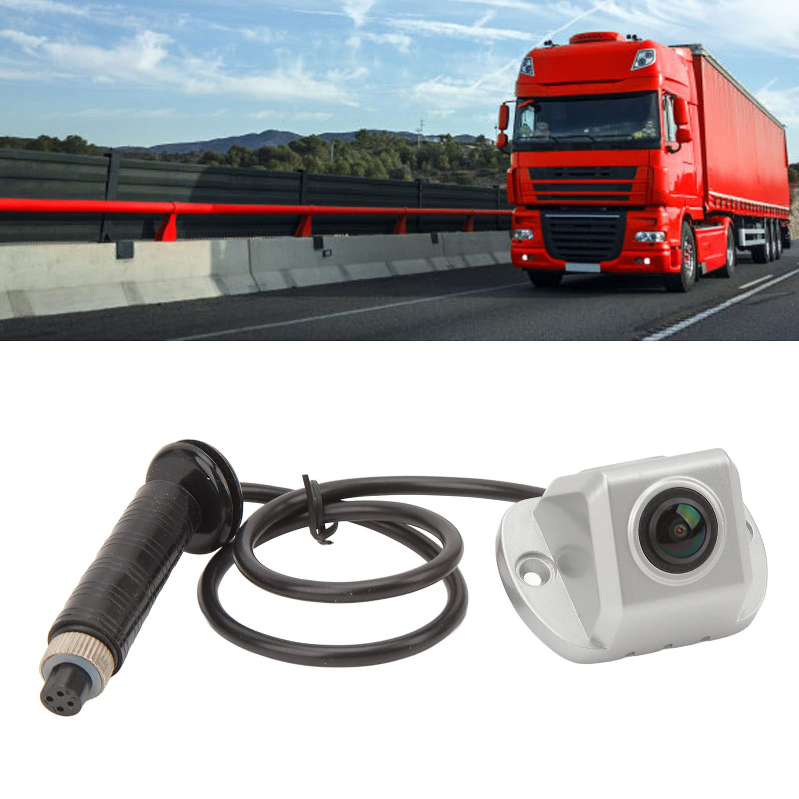 Auto-Seitensichtkamera, Seitliche Totwinkelkamera 4-poliger Luftfahrtkopf, 150° Betrachtungswinkel, Nachtsicht-Totwinkelkamera für Wohnmobil, Van, LKW, Bus (1080P)