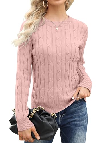 Esobo Women's Cable Knit Sweater Long Sleeve Pullover Sweater Jumpers | Mockneck Turtleneck Dressy Fitted Sweaters, Crew