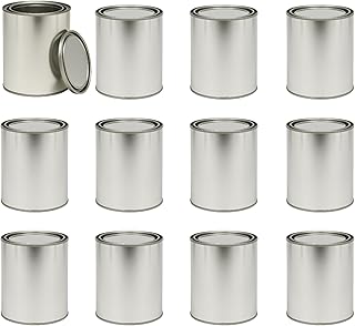 Empty Metal Paint Cans with Lids – Pint (16 oz) & Quart (32 oz) Sizes – Multiple Pack Options – Durable Tin-Plated Steel for Paint, Solvents, Crafts & Storage (12, Quart)