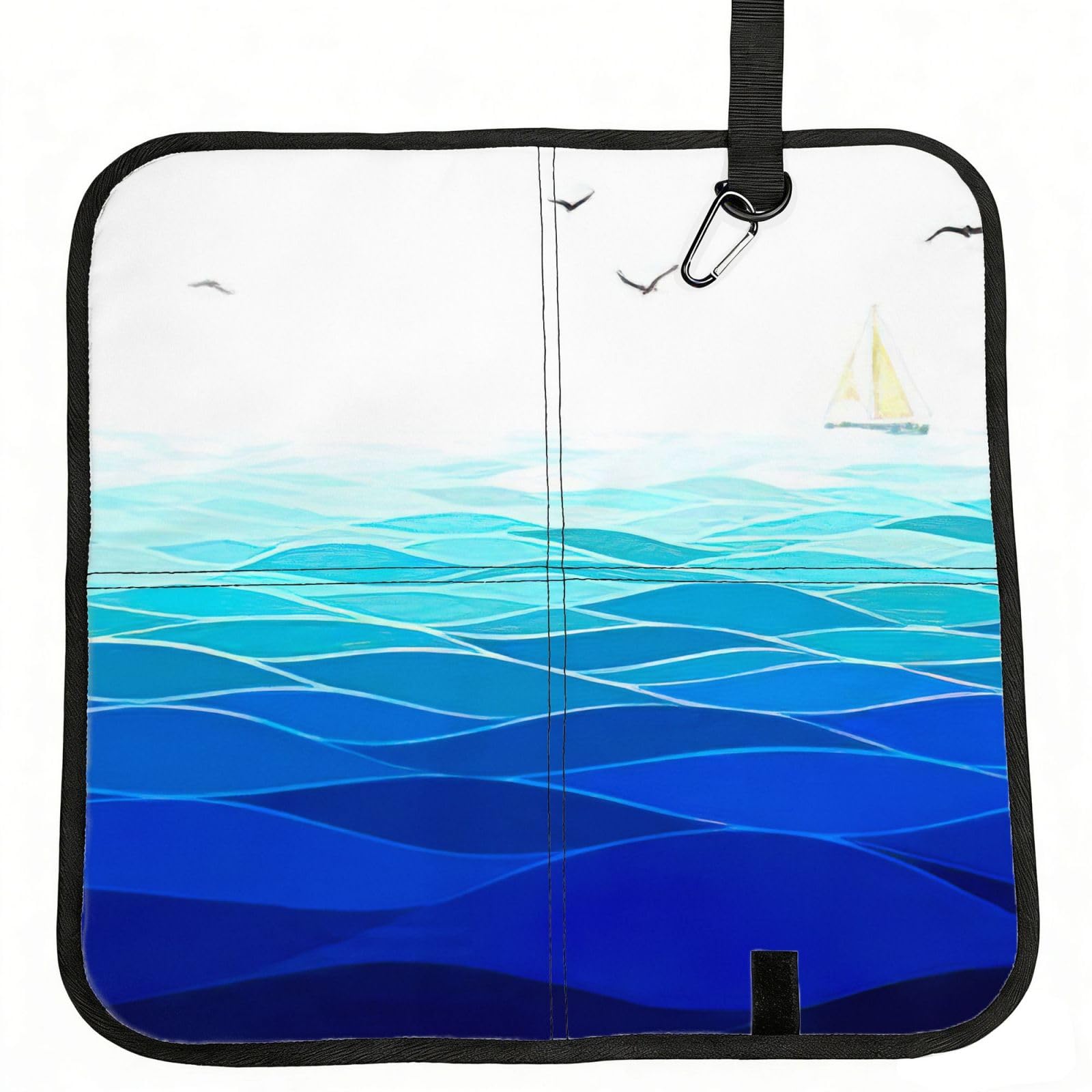 bghdfa Ocean Sailboat With Birds Maritime Print Outdoor Sitting Mat Waterproof Oxford Cloth Seat Cushion Folding Foam Camping Seat For Picnic