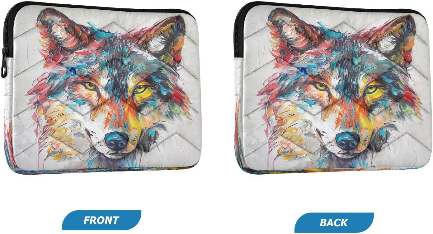 ALAZA Colorful Wolf Portrait Laptop Sleeve Case 13, 13.3, 14 inch, Computer Cases for Pad Tablet, Waterproof Briefcase Bag image 2
