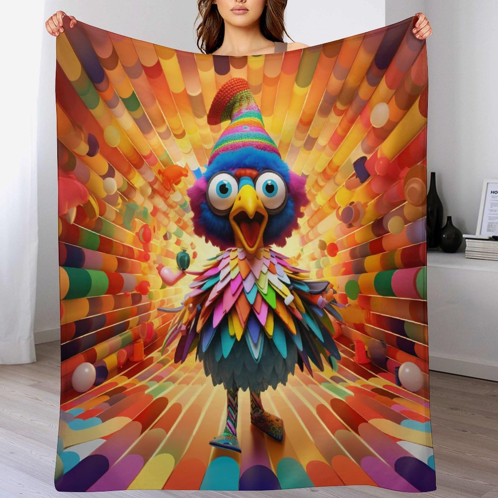 Manta de pollo suave de franela 180x200 cm para cama y sofá 1