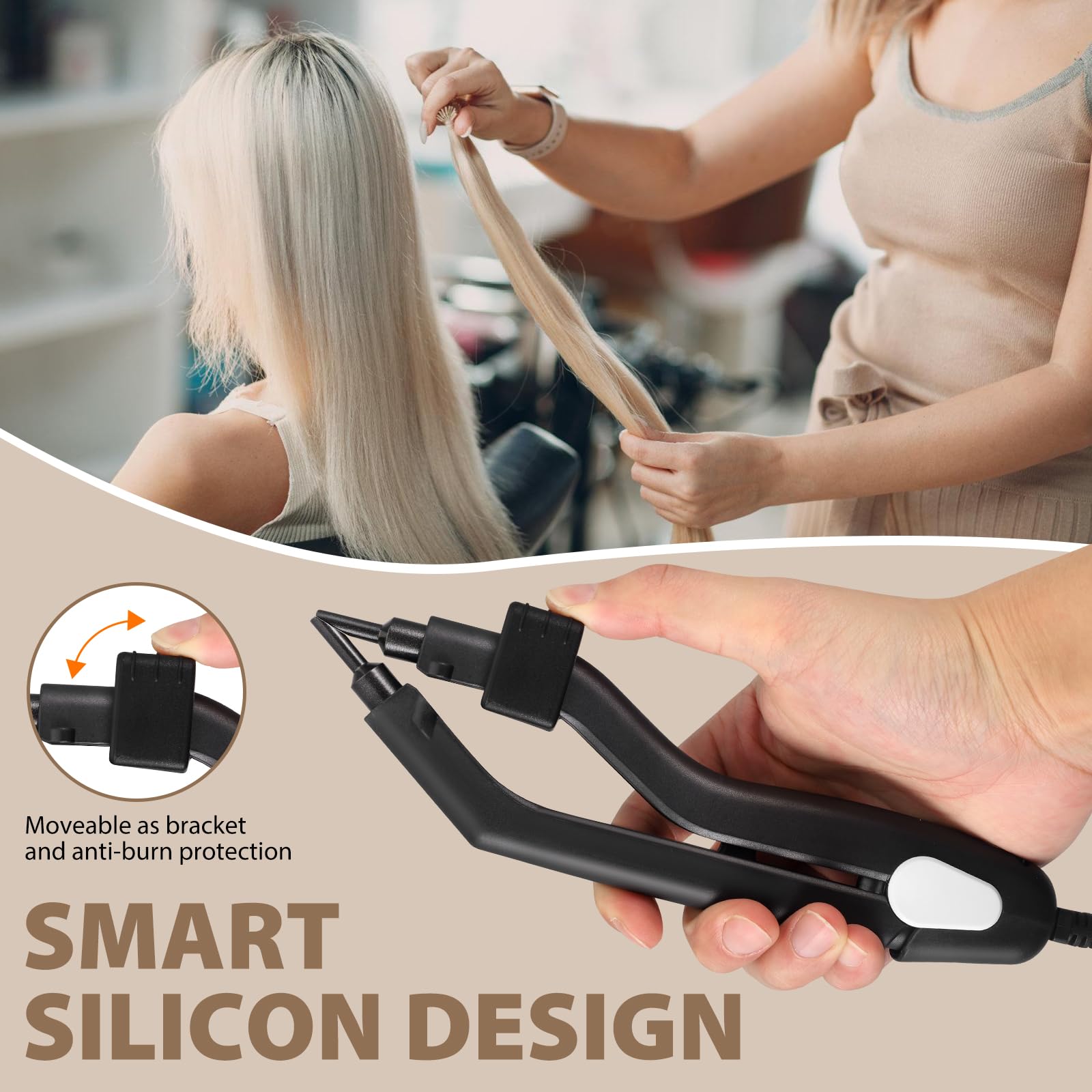 Fer à Extensions de Cheveux à Chaleur de Fusion Professionnel Connecteur de Fer Ajustement de Température de 210°F à 390°F Outil de Pince d'Extension pour le Collage de Cheveux MINENICE