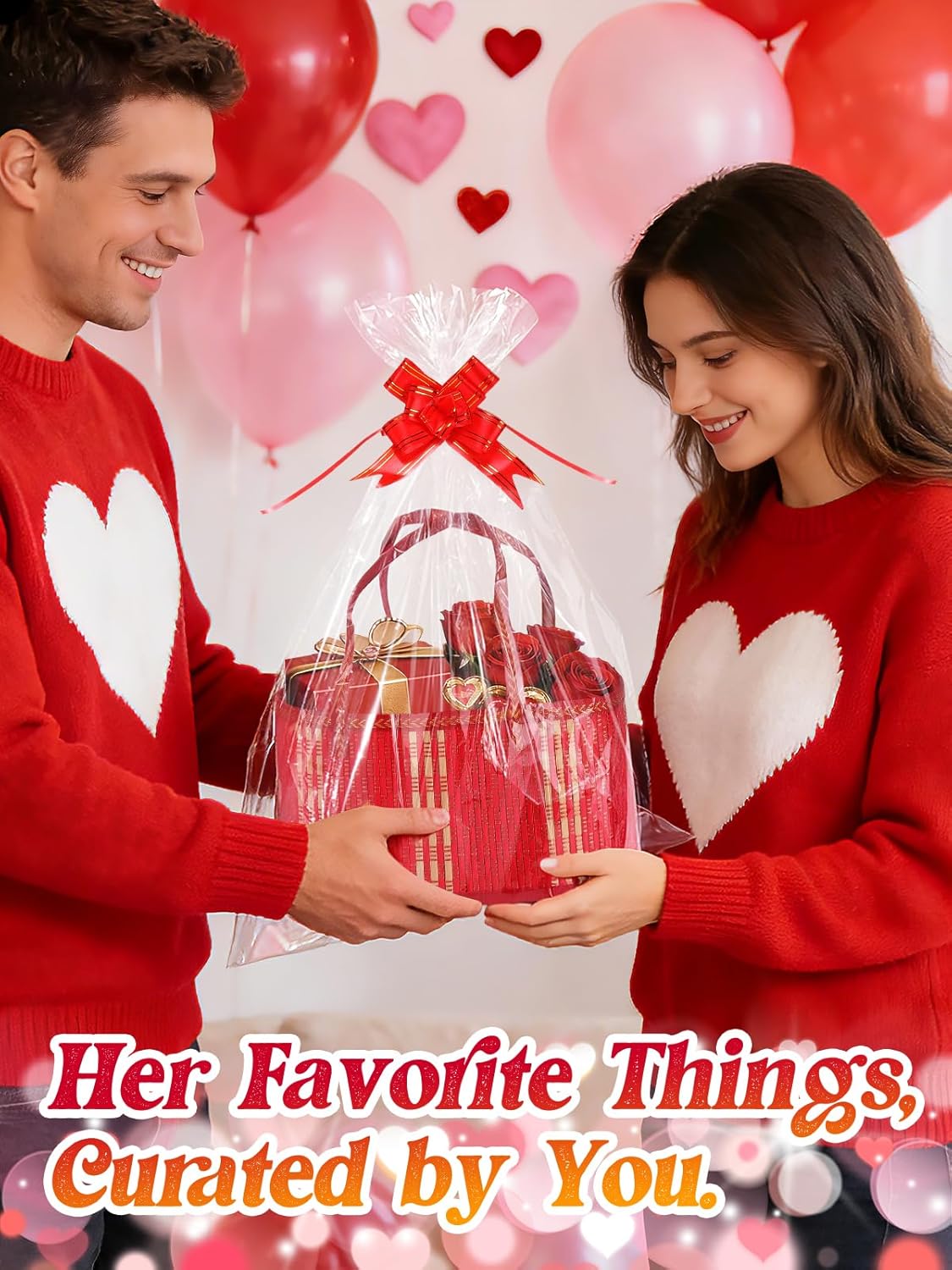 4Set Large Sturdy Bamboo Baskets for Gifts Empty - Hold 15 lbs Each, Easy to Assemble, Rustic Wrapping Basket Kit for Graduations/Mother's Day/Birthday/Baby Shower/Wedding/Housewarming, Red