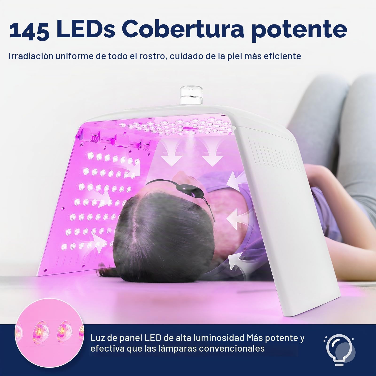 LIARTY Mascarilla de luz LED, 7 colores LED, máscara de rejuvenecimiento de la piel, dispositivo de spa