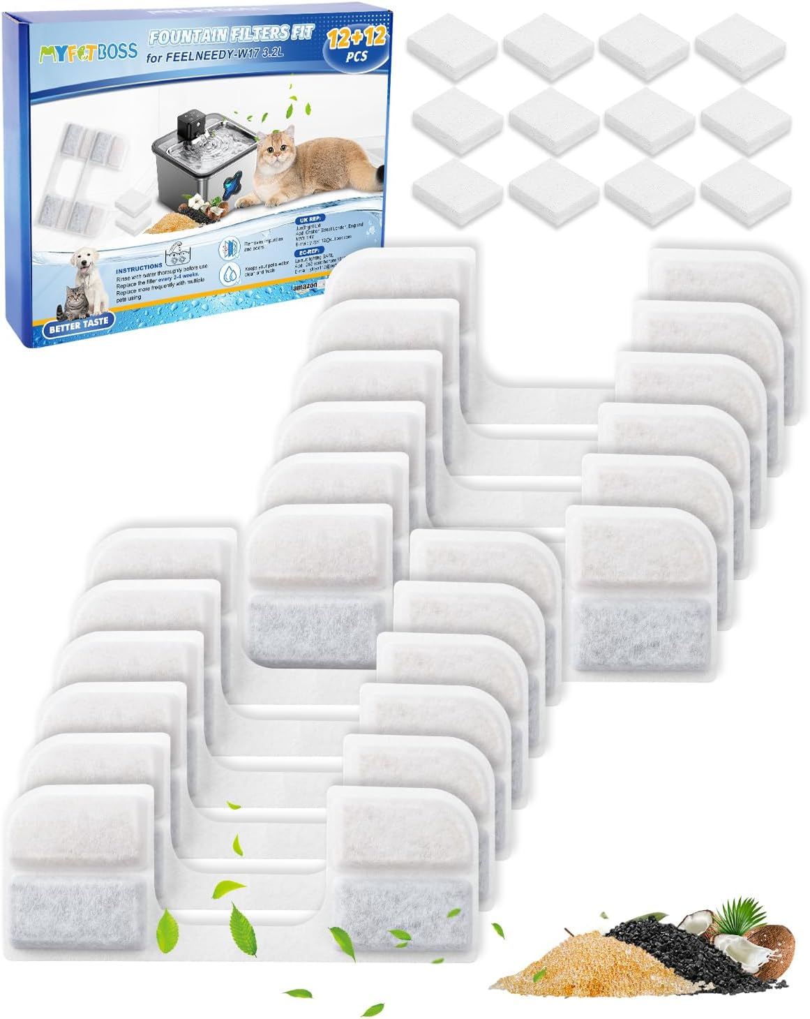 Filtros de Repuesto para Fuente de Agua para Gatos 12+12 Paquete