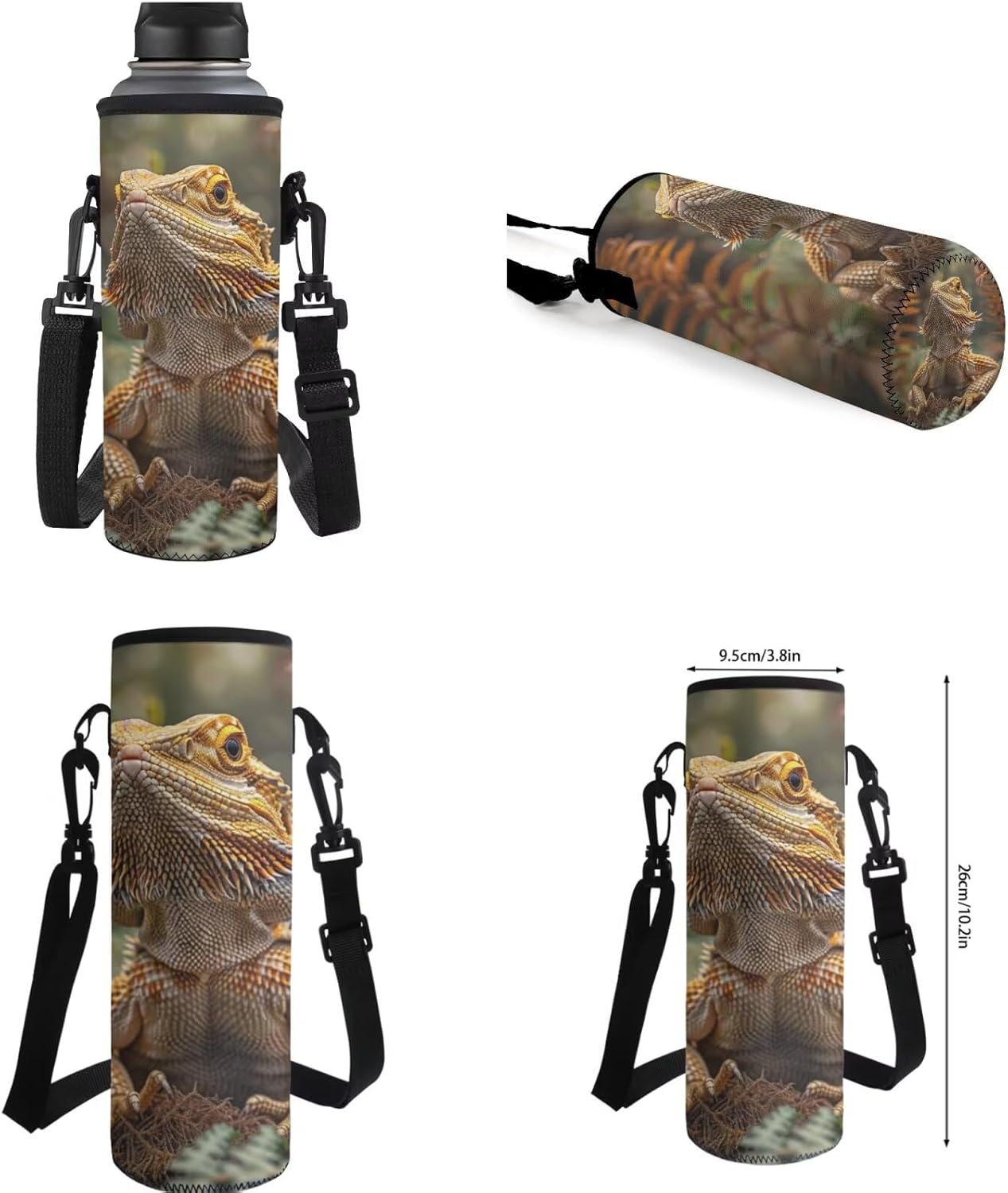 Dragon Lizard Backpack for Kids Boys Backpack with Lunch Box Water Bottle Sling Bag and Big Pencil Case 4Pcs Set 17" Bookbag with Compartments Large Capacity School Bag for Elementary Boys