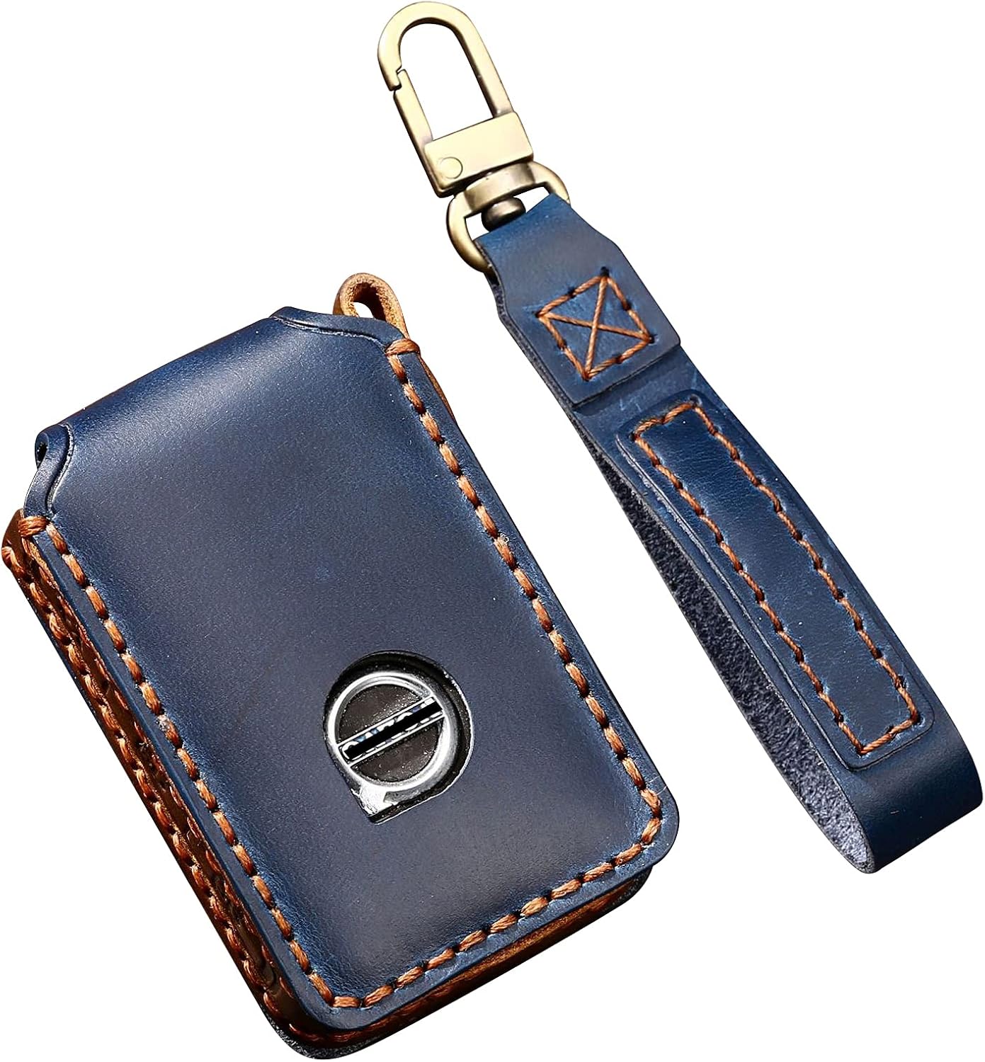ontto Leather Key Cover for Volvo 2019 Smart Remote Key Fob,Full Protection black