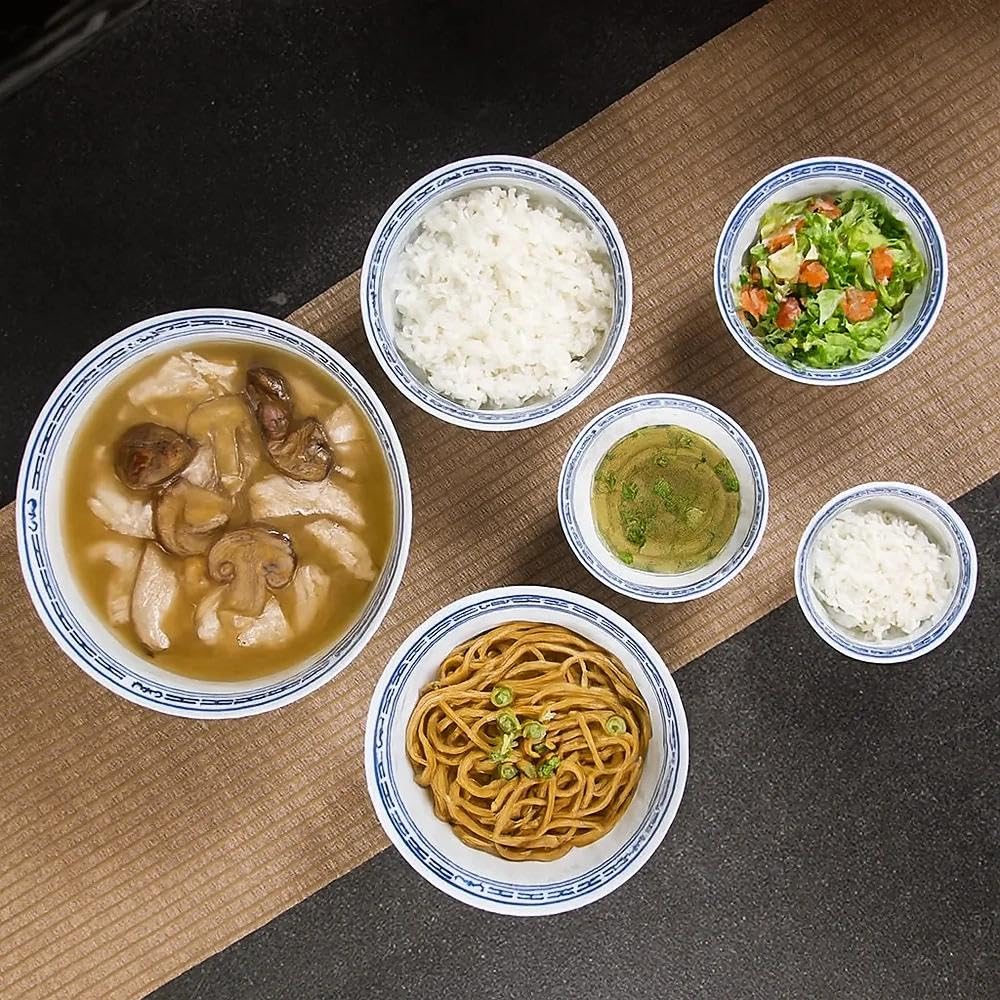 Miski do ryżu – smok zastawa stołowa, niebiesko-biała porcelanowa ceramiczna miska do zupy z makaronem ramen na sałatkę, deser i płatki śniadaniowe