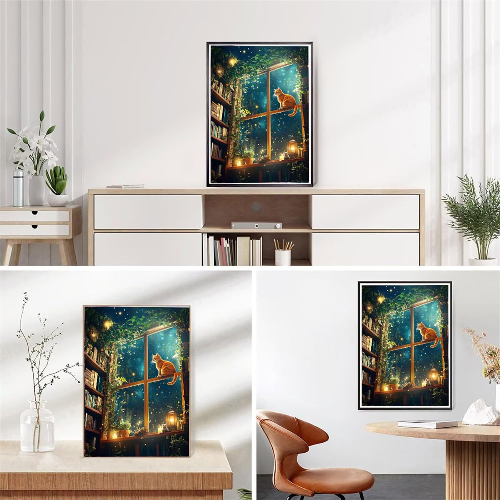 Obraz diamentowy 5D, obraz do malowania diamentami 5D, okno, 90 x 120 cm, okrągły obraz z pełnym nawierceniem, obraz dla dorosłych z akcesoriami, do samodzielnego wykonania, mozaiki, zestaw do
