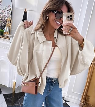 Amazon.com: Bnigung Womens Faux Suede Bomber Jacket Casual