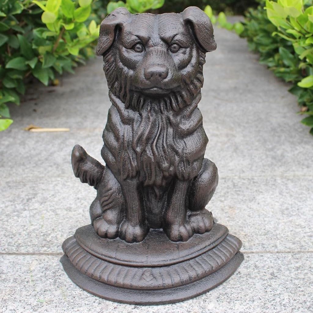Kreativer Retro-Türstopper In Hundeform, Gußeiserner Türkeil Ohne Stanzen, Cartoon-Tierstatuen, Gartendekoration(Black Color)