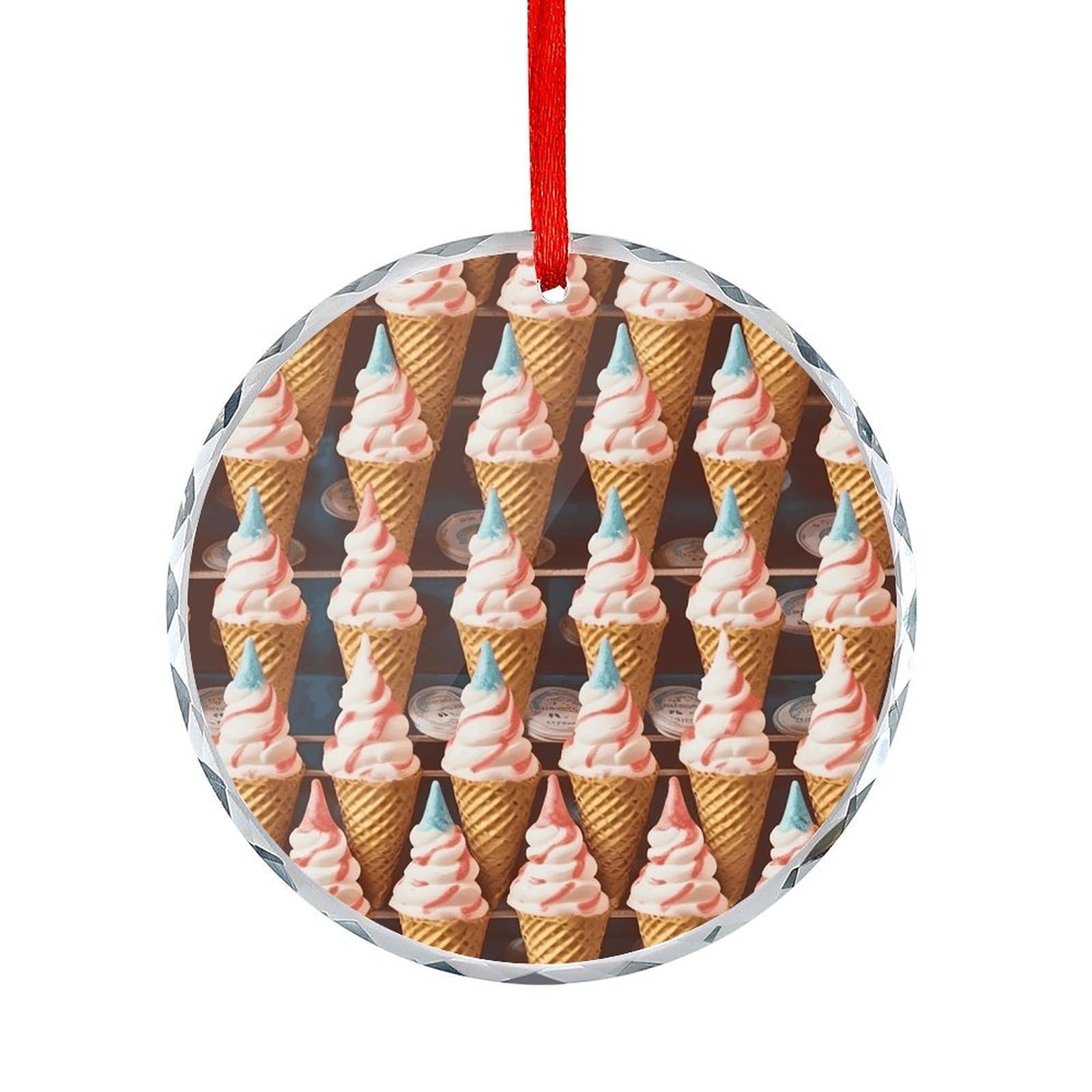 Btcowzrv Style Ice Cream Cones Fifties Time Round Ornament Hanging Pendant Decor