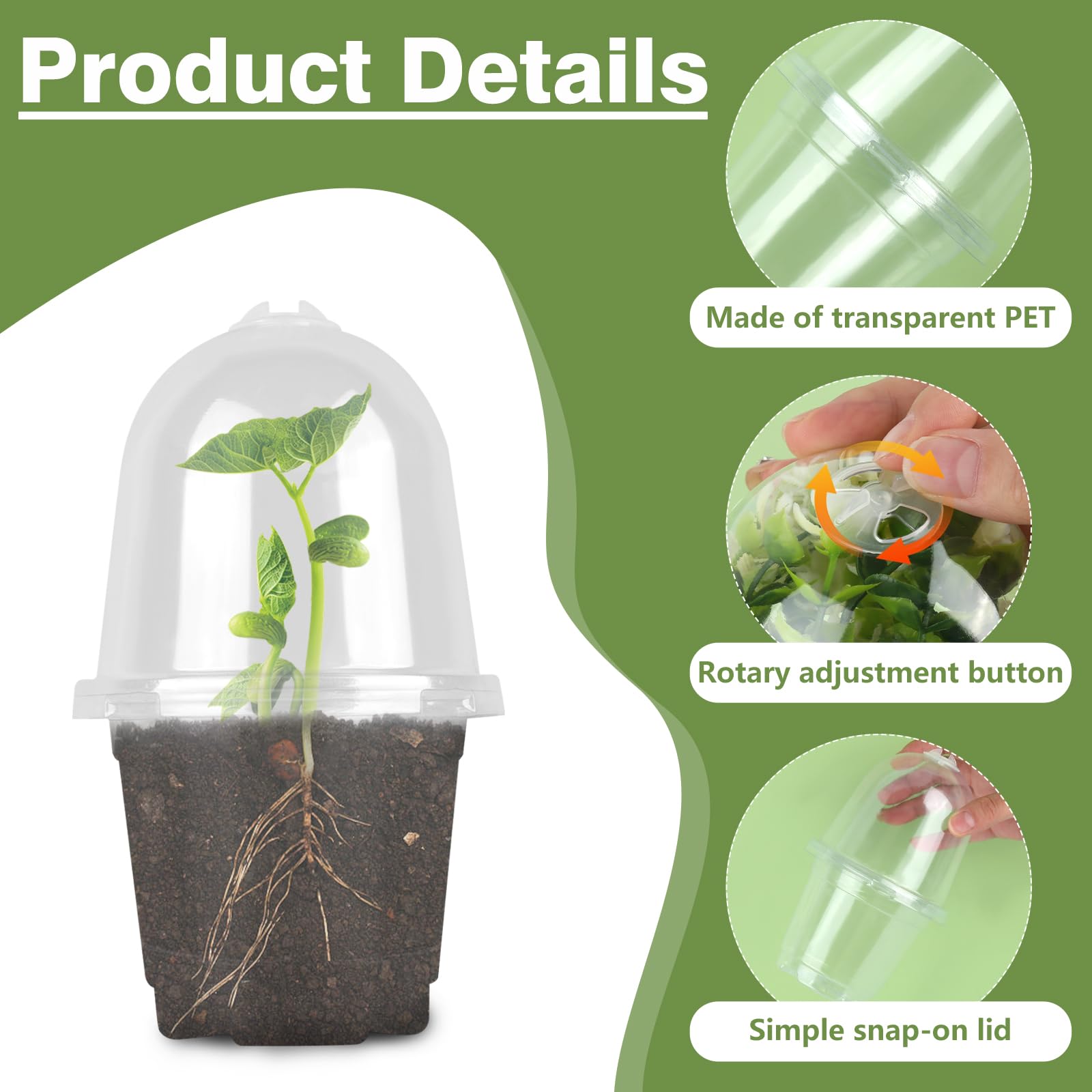 10 SET DI vasi da giardiniere plastica vaso vivaio con cupole per umidità EUR 12,18 - IT