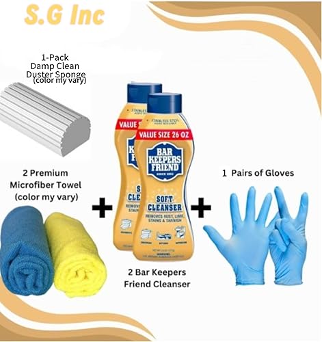 Miniatura 2 de SG Bar Keepers Friend Cleanser Kit de limpieza líquida, incluido con (2) botellas de 26 onzas, limpiador líquido suave de acero inoxidable, 2
