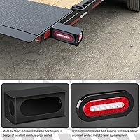 Vista 3 de Kit de 2 cajas de acero para luces de remolque con luces traseras LED ovaladas rojas/blancas de 6 pulgadas y luces laterales redondas rojas de 2