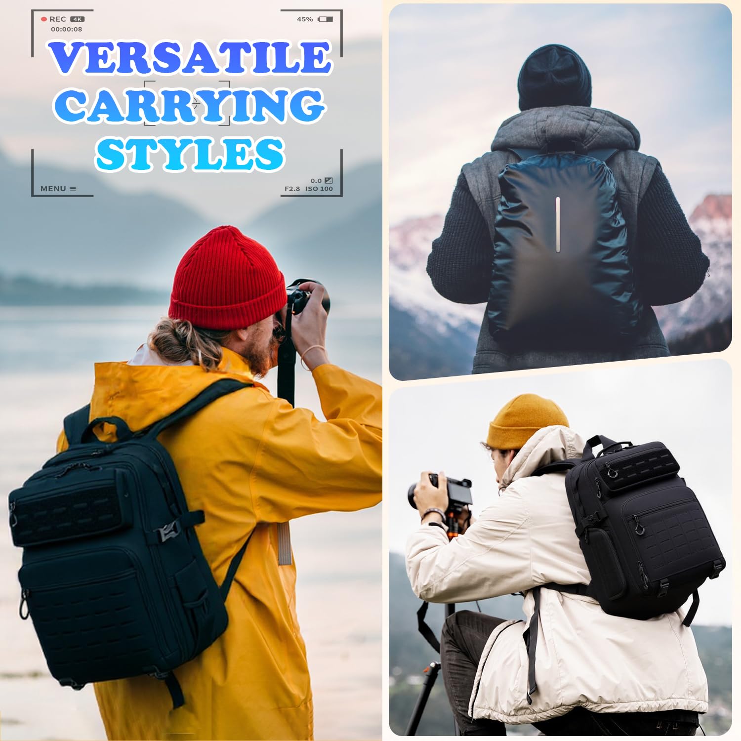 Plecak na aparat DSLR SLR na aparat fotograficzny wodoodporny plecak fotograficzny do Canon Nikon Sony aparat dron obiektyw laptopa - z osłoną przeciwdeszczową