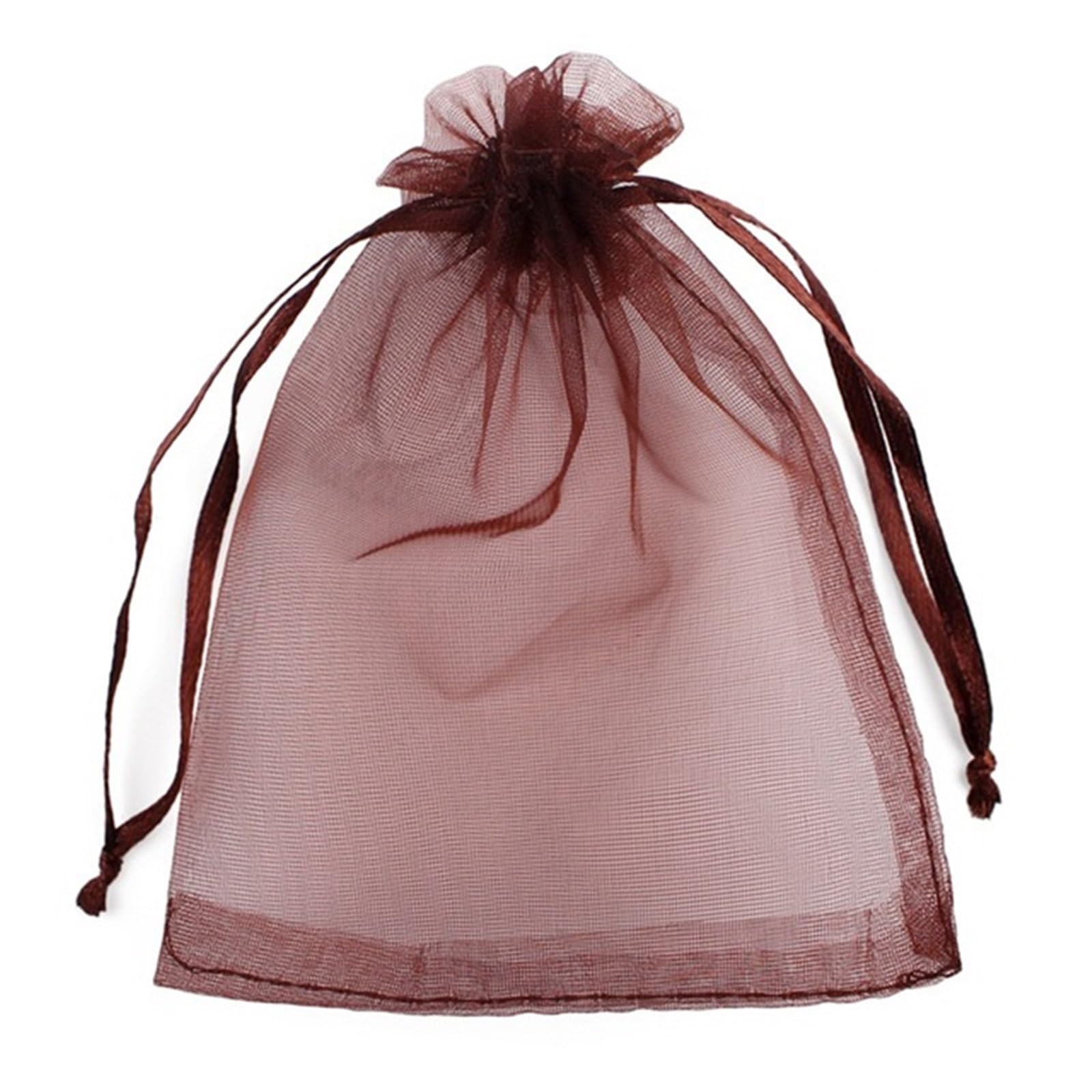 Doxicey Jewelry Package Bags 100pcs 5×7cm Drawstring Organza Bag small Pouches Jewelry Package Makeup Wedding Packaging Mesh Gift for Necklace Bracelet Earring Ring(Brown)