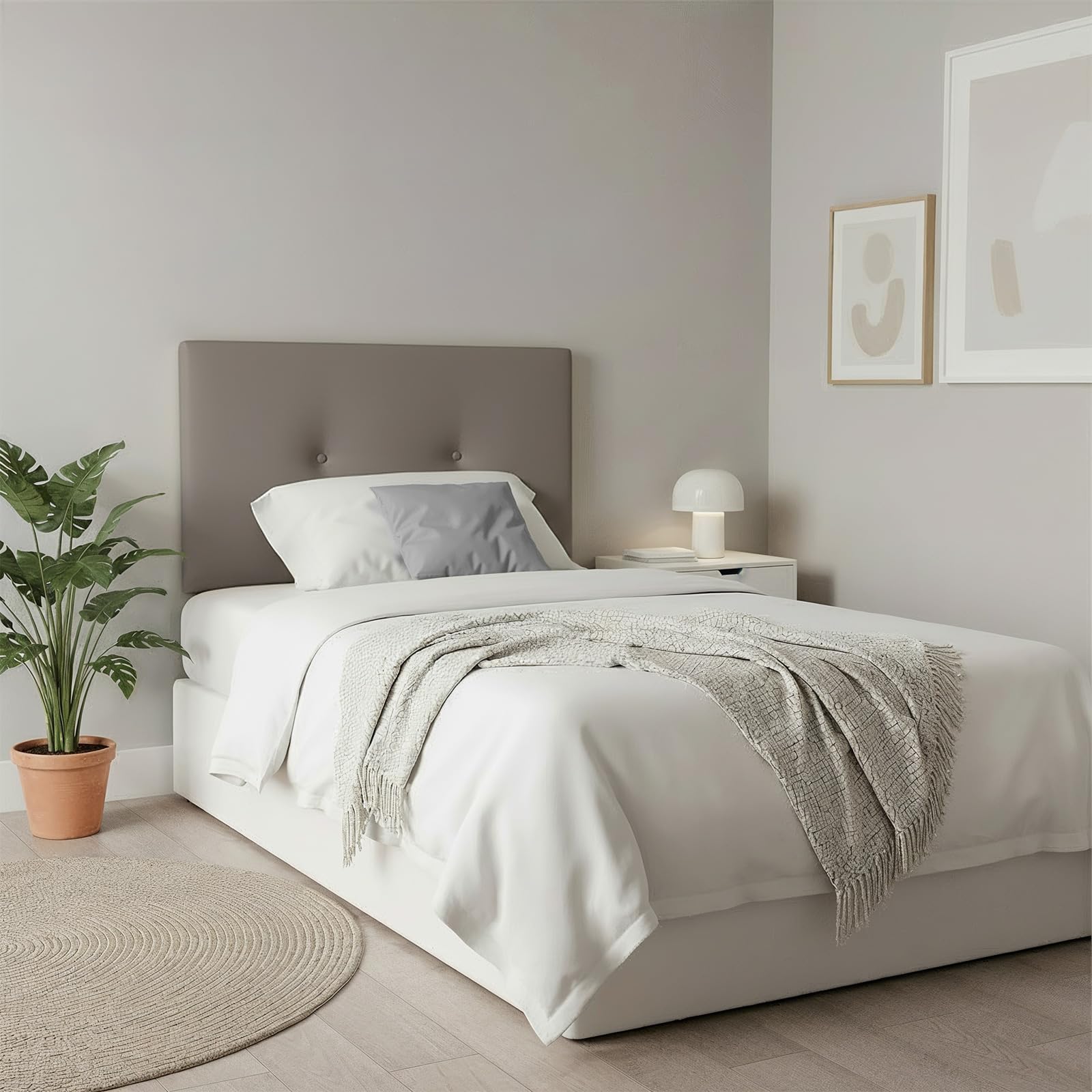 amuéblate Online - Cabecero Polipiel Premium Acolchado Trento Medidas 105 x 60 cm (Cama de 90 y 105) Gris