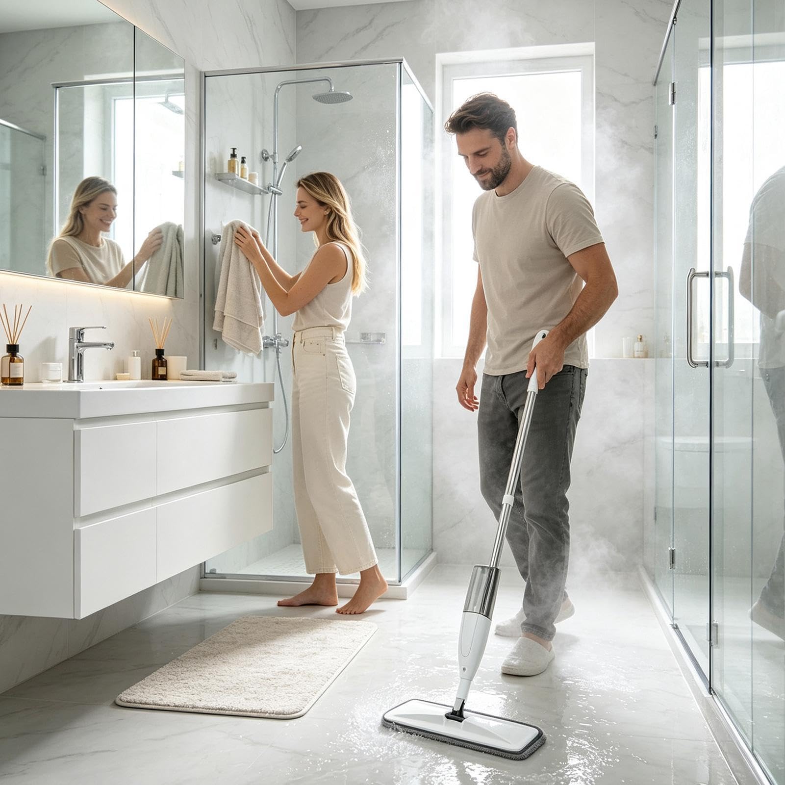 Mopa Con Pulverizador Limpieza giratoria en húmedo y seco para suelo de | Mopa Atrapapolvo de Madera Propietarios limpiadores inquilinos oficina cocina baño sala de estar dormitorio restaur