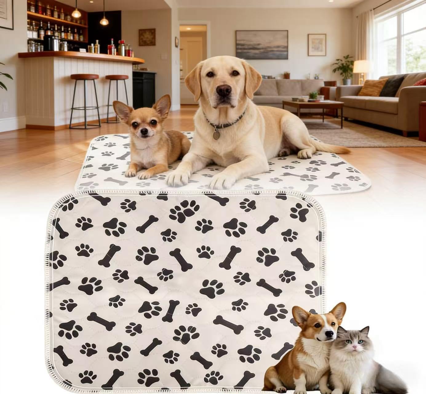 Washable Pee Pads for Dogs & Cats, Reusable Waterproof Super Absorbent Non-Slip Leak-Proof Pet Training Pads for Potty Training & Whelping (Brown, 48X48 Inch (Pack of 2))