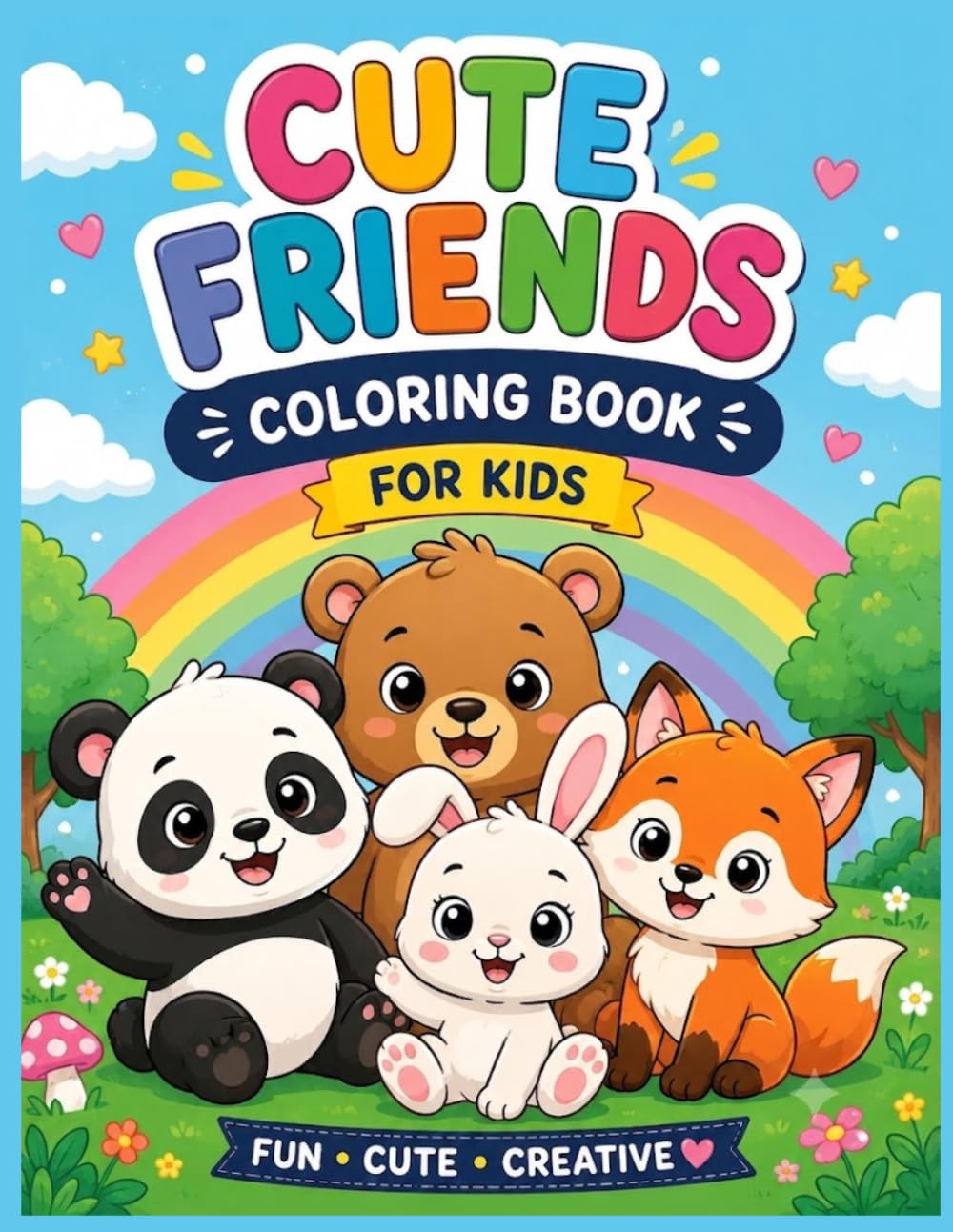 Cute Friends Coloring Book: Adorable Animal Adventures for Kids Ages 3–8