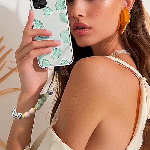 Miniatura 25 de Correa de muñeca de teléfono con cuentas de silicona de mármol, cordón para teléfono celular con pestaña de sujeción, pulsera elástica manos libres