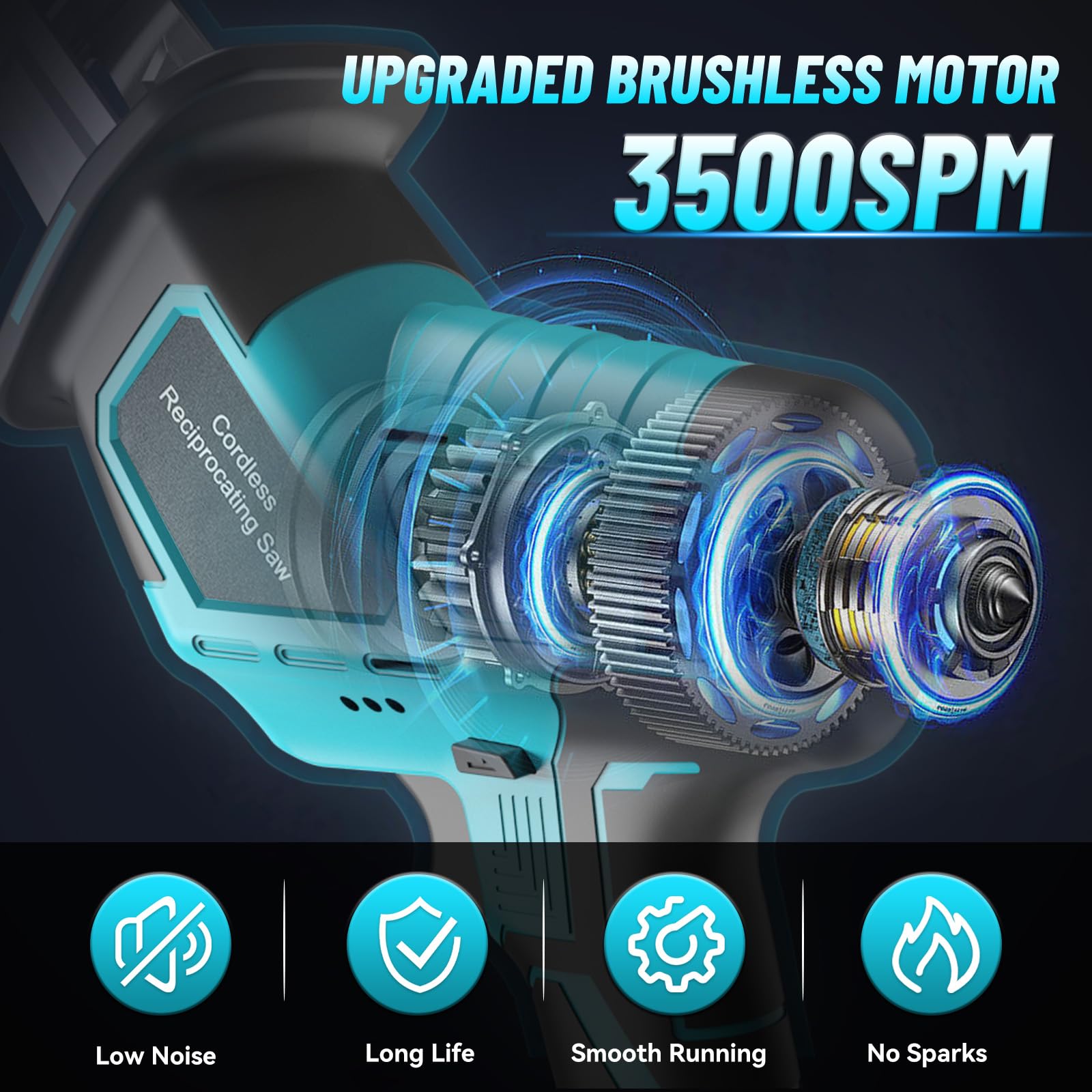 Yofuly Scie Sabre Sans Fil pour MMaki-ta 18V 21V Battery, Scie Egoîne Electrique avec 2.0Ah Batterie et Chargeur, Vitesse Variable Scies Alternatives Sans Fil pour le Bois/Métal, 4 × Lames de Scie