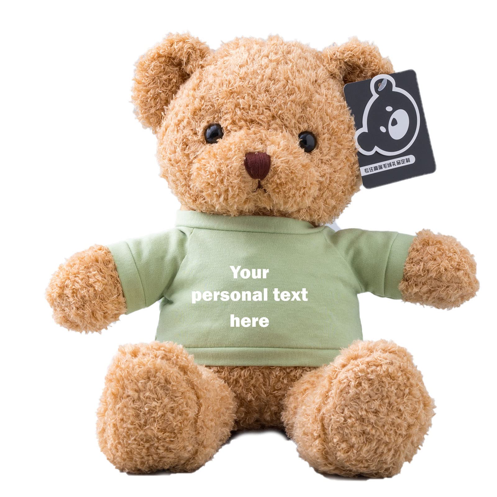 ADORSUN Personalised Teddy Bear Stuffed Animal with Customised Text, Stuffed Bear as Personalised Gift for Women/Men on Valentines' Day/Birthday/Anniversary 12inch-T Shirt-Green — image 1