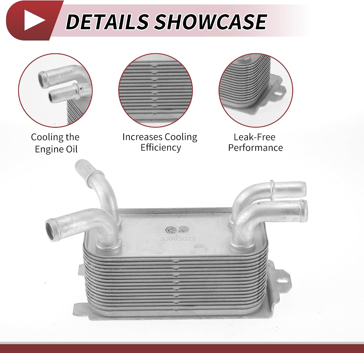 1 Pc Engine Oil Cooler for Volvo S40 2004-2012 Engine Transmission Oil Cooler No.30683022 Silver Tone Aluminum Alloy